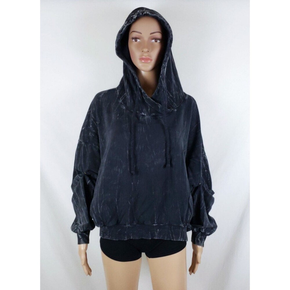 Young Fabulous Broke Sweatshirt Womens M/L Gray Grunge Oversized Convertible